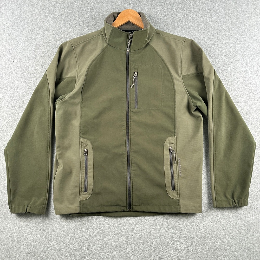 Black Diamond Jacket Mens L Green Softshell Full Zip Fleece Lined Outdoor Hiking